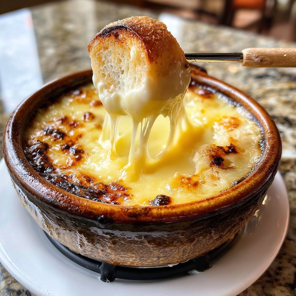 Fondue with Swiss Cheese and Garlic