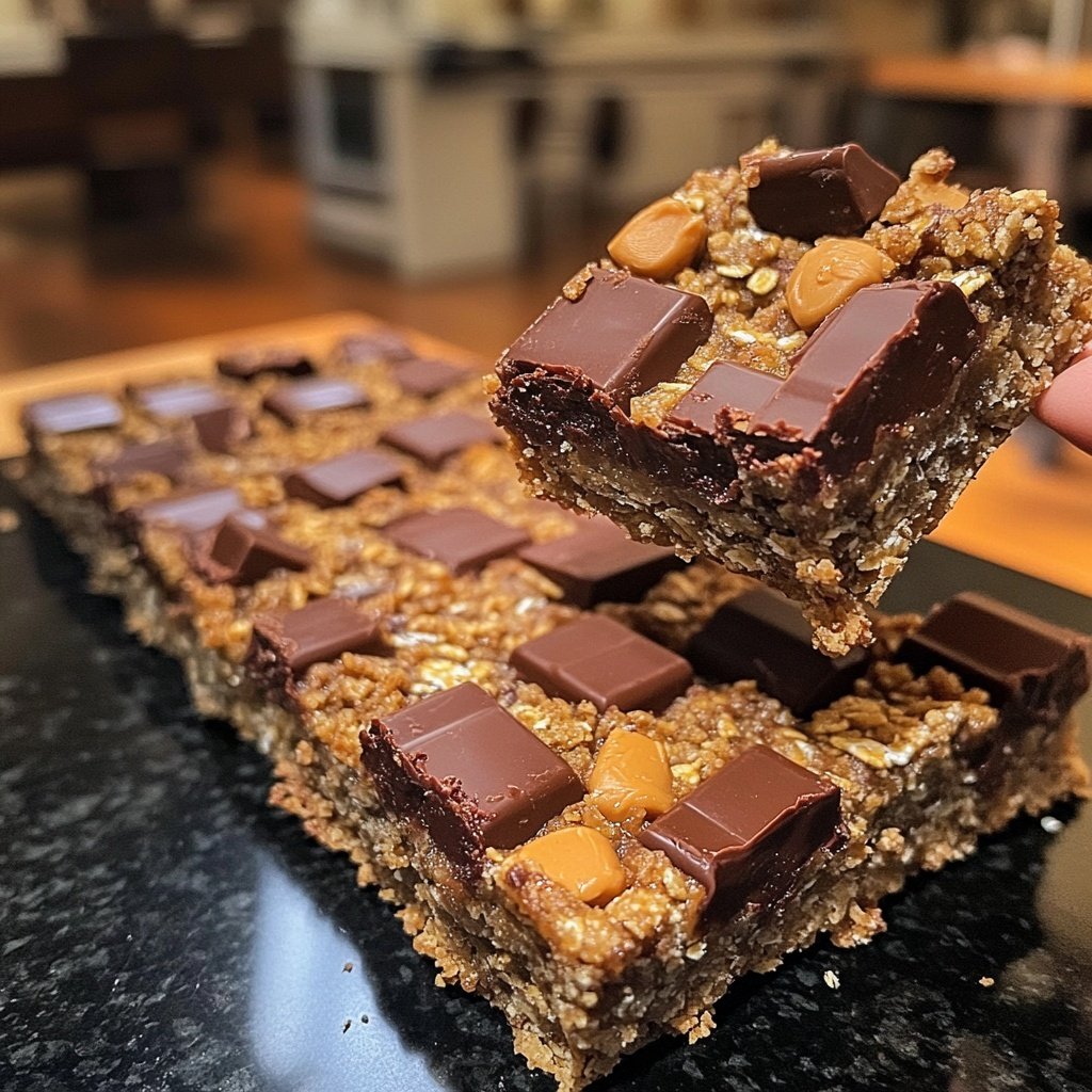 Chocolate Peanut Butter Oat Bars