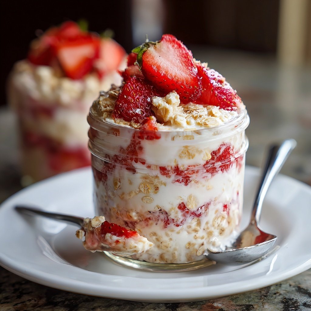 Strawberry Cheesecake Overnight Oats No Bake