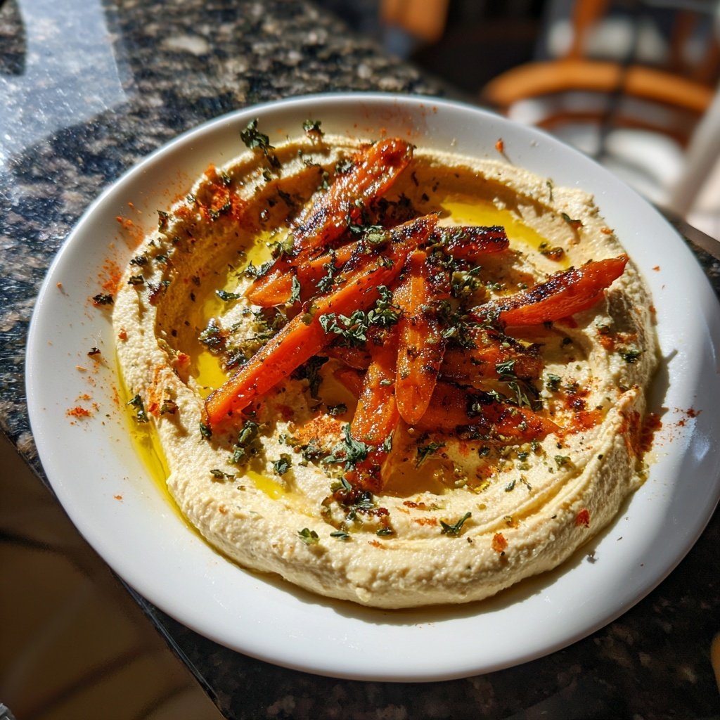 Healthy Lunch Roasted Carrot Hummus Bowl
